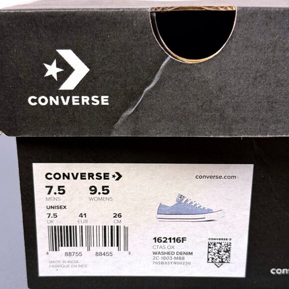 Converse Chuck Taylor All Star Low Washed Denim Sneakers Men’s 7.5 Women’s 9.5 w - Picture 3 of 10